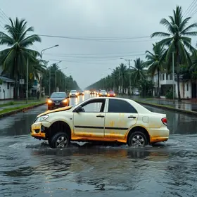 carro cai em canal em Maracanaú