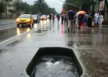 chuva e esgoto a céu aberto
