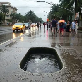 chuva e esgoto a céu aberto